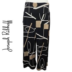 Joseph Ribkoff Black & Beige Wide-Leg Graphic Print Pants